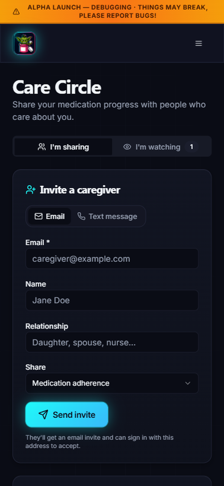 Pill Gremlin app — Your Care Circle